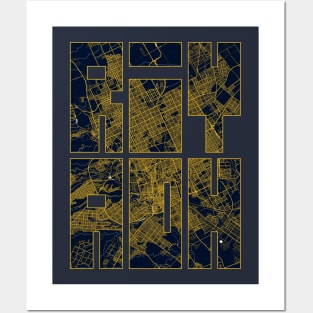 Riyadh, Saudi Arabia City Map Typography - Gold Art Deco Posters and Art